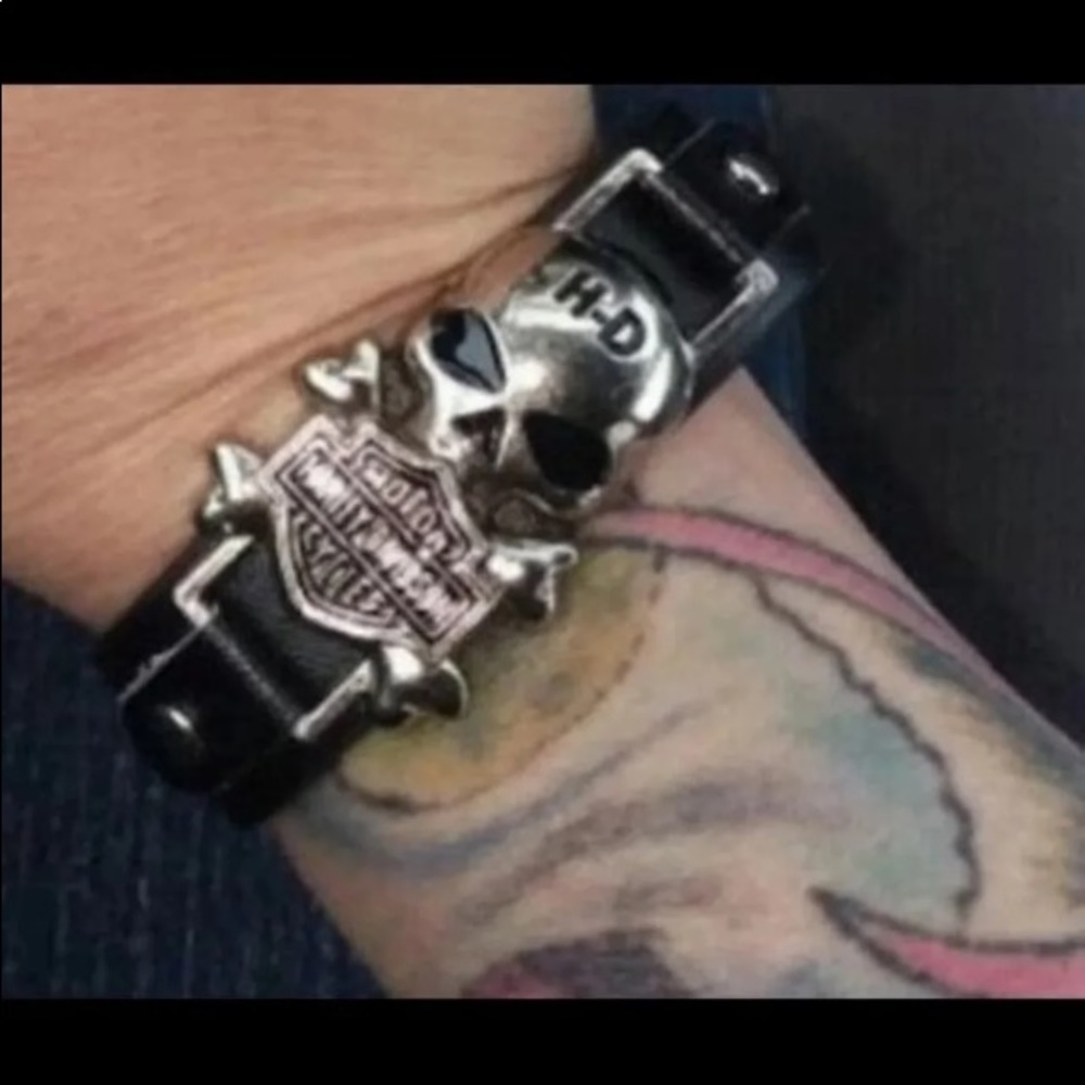 unisex faux leather Harley Davidson bracelet